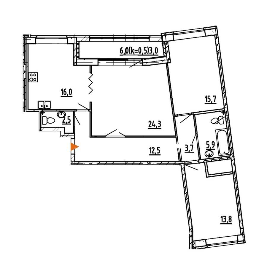 Трехкомнатная квартира в : площадь 99.2 м2 , этаж: 3 – купить в Санкт-Петербурге